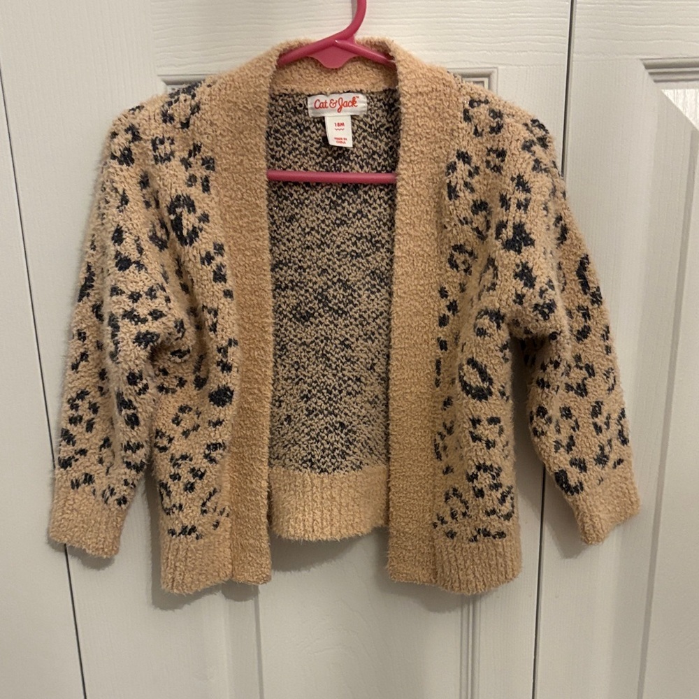 Cat & Jack Tan and Black Animal Print Sweater